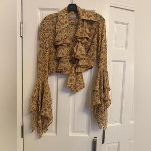 Floral Ruffle Bell Sleeve Blouse